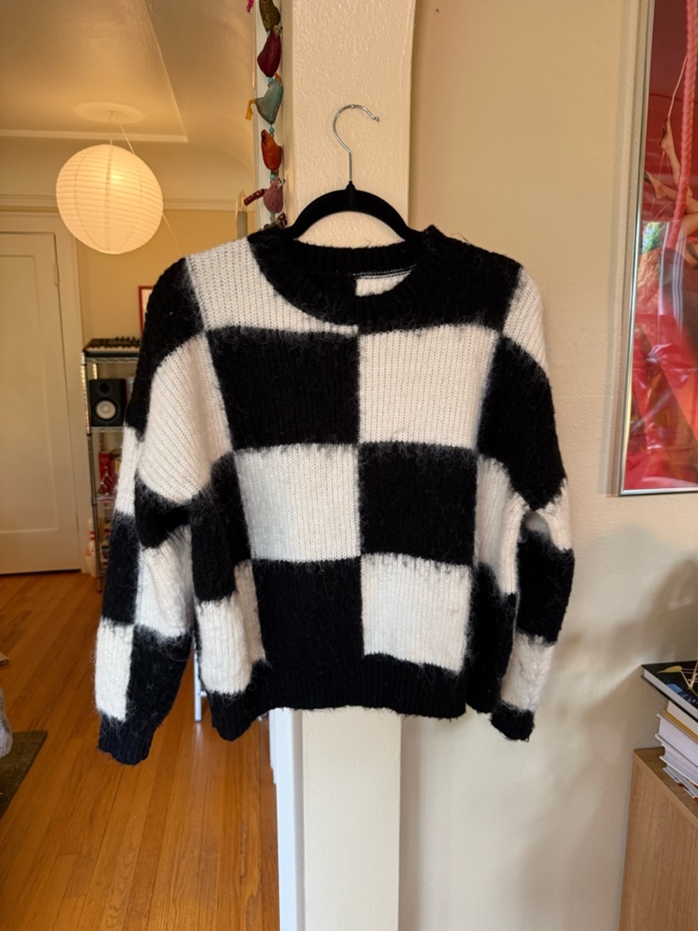 Vintage Y2K Fluffy Checkered Sweater